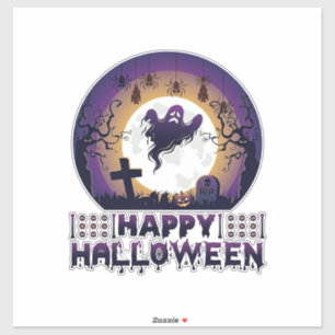 Sticker Joyeux Halloween Chauves-souris fantômes araignées
