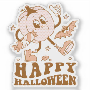 Sticker Joyeux Halloween Citrouille de points de Polka ré