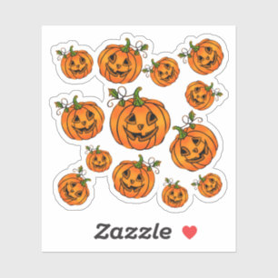 Sticker Joyeux Halloween jack-o-lanterne, tour à traiter