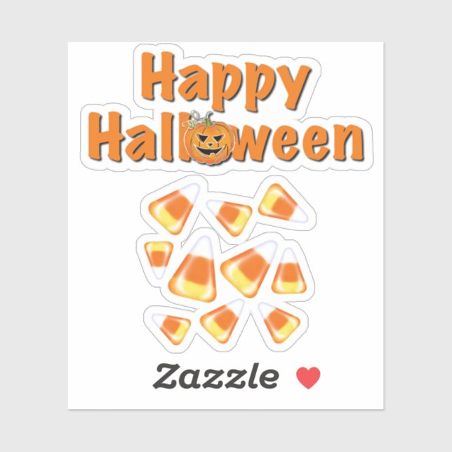 Sticker Joyeux Halloween | maïs bonbon| citrouille (Feuille)