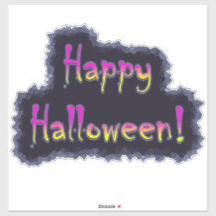 Sticker Joyeux Halloween rose et jaune chaud