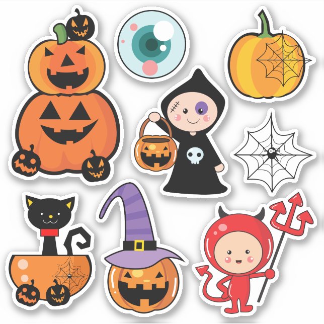 Sticker Joyeux Halloween | Tick ou traitement mignon (Devant)
