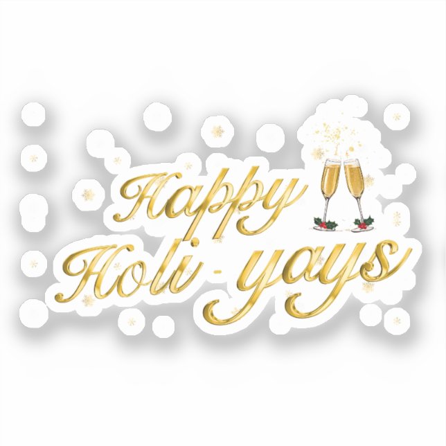 Sticker Joyeux Holi-Yays ! Design de fête (Recto)