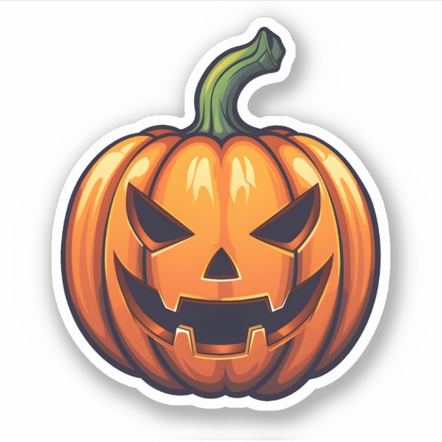 Sticker Joyeux Jack-O-Lantern Citrouille orange d'Hallowee (Devant)