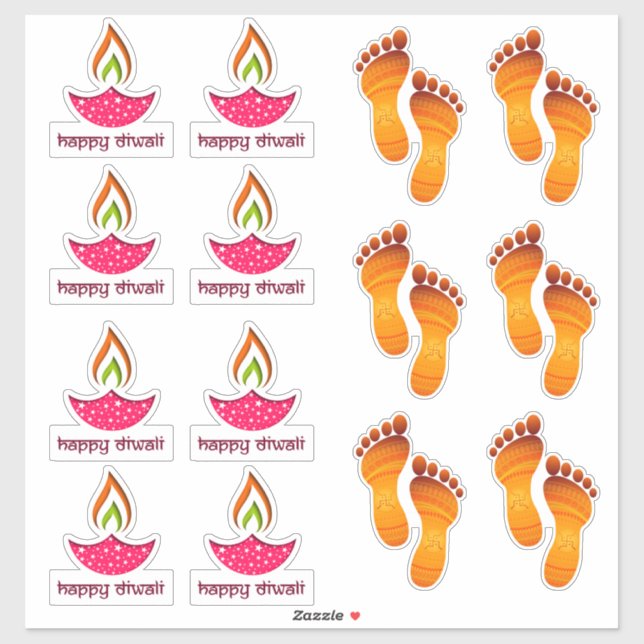 Sticker Joyeux jeu d'autocollants Diwali (Feuille)