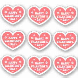 Sticker joyeux jour des valentines, rétro rouge blanc 9 co