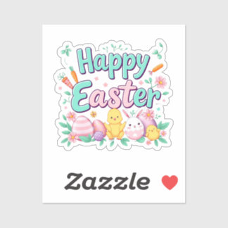 Sticker Joyeux lapin de Pâques Printemps Oeuf de Pâques Pâ