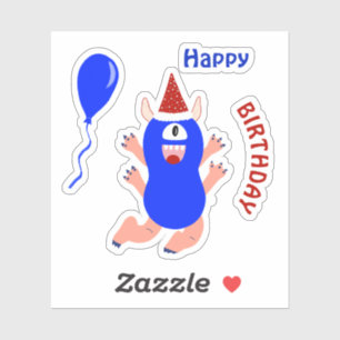 Sticker Joyeux monstre bleu