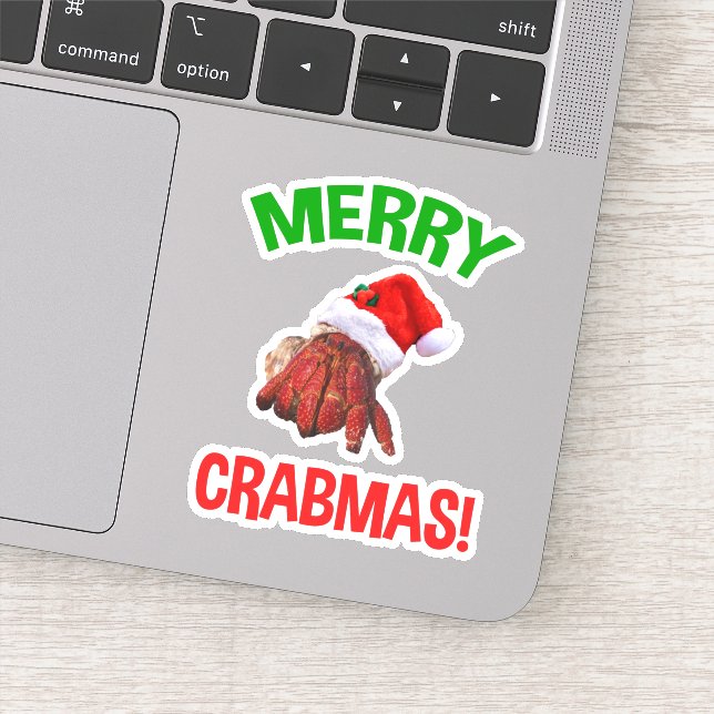 Sticker Joyeux Noël ! Amusant de crabe ermite de Noël (Détail)