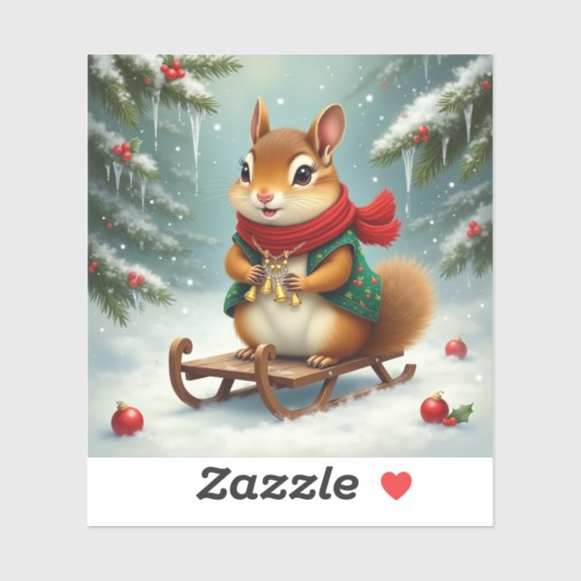 Sticker Joyeux Noël chipmunk (Feuille)
