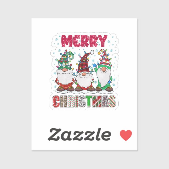 Sticker Joyeux Noël Gnome Famille Funny Jeu de Noël Arbre (Feuille)