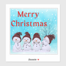 Sticker Joyeux Noël mignon Petits Snowmen adorable