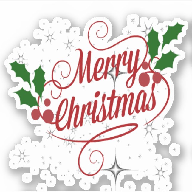 Sticker Joyeux Noël pétillant et brillant texte rouge (Devant)