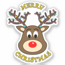 Sticker Joyeux Noël, Rudolph le renne à nez rouge