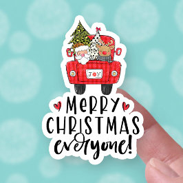 Sticker Joyeux Noël Tout le monde mignon Père Noël Truck