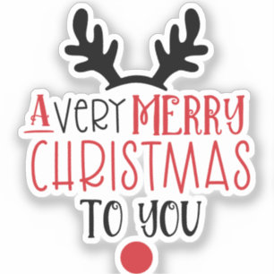 Sticker Joyeux Noël Typographie Moderne Mignonne