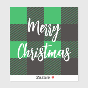 Sticker Joyeux Noël vert plaid