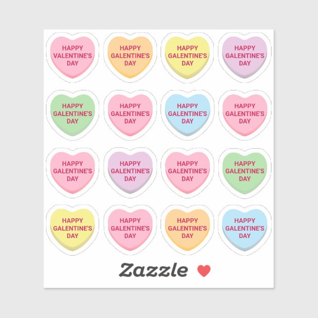 Sticker Joyeux pastel de la Saint-Galentin, bonbons person (Feuille)