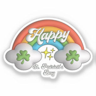 Sticker Joyeux Saint Patrick's Day mignon arc-en-ciel
