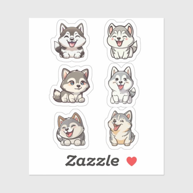 Sticker joyeux seringues sibériennes huskies collants de c (Feuille)