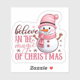 Sticker Joyeux Snowman rose se propage Noël Cheval