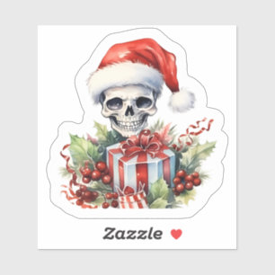 Sticker Joyeux Squelette Avec Cadeaux De Noël