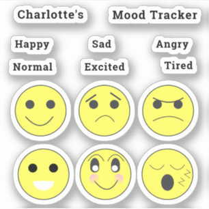 Sticker Joyeux Triste Colère Fatigué Normal Humeur Face