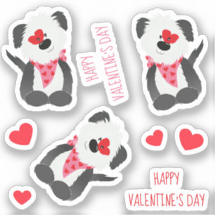 Sticker Joyeux Valentines Jour Chien Coeur rose