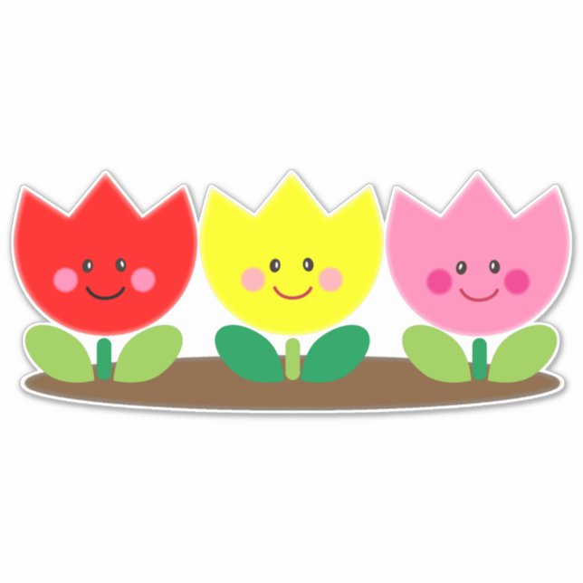 Sticker Joyeux visage Tulip Fleurs Jardin art (Devant)
