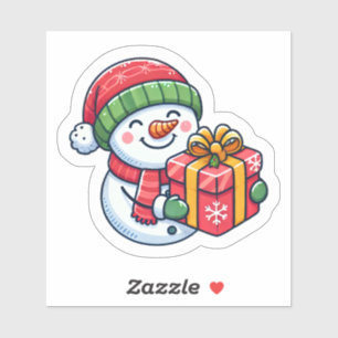 Sticker Joyful Snowman avec cadeau de Noël