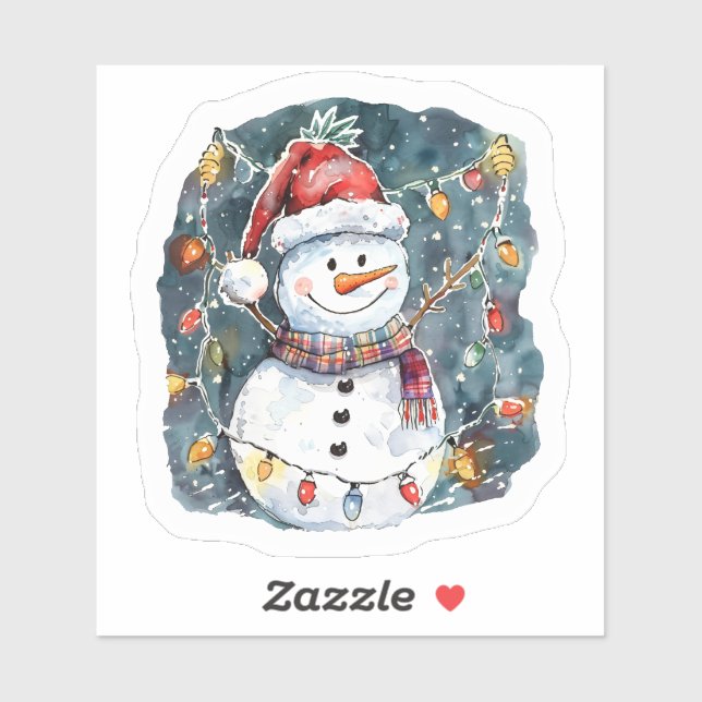 Sticker Joyful Snowman Décore pour Noël (Feuille)