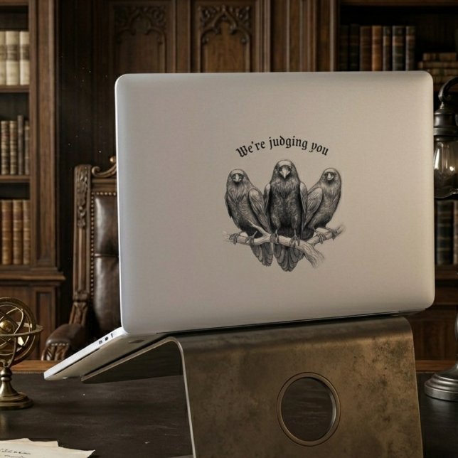 Sticker Judging Crows Funny Sarcastic Raven Gothic (Funny sarcastic gothic raven sticker)