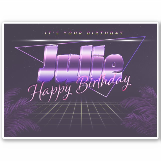 Sticker Julie Nom Prénom lila retro Broker (Devant)