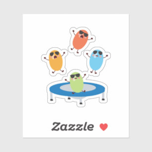 Sticker Jumping mignon Haricots de bonbons portant des lun