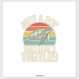 Sticker Juste un garçon qui aime les tortues Vintage Turtl
