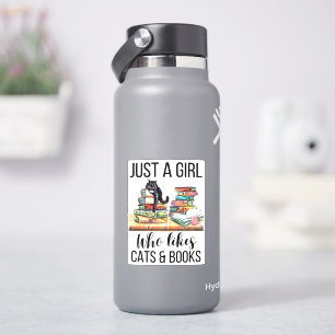 Sticker Juste une fille qui aime les chats et les livres