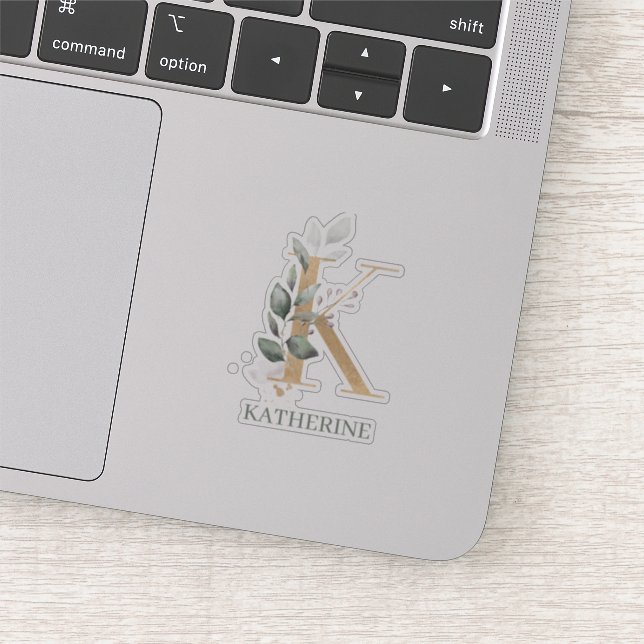 Sticker K Monogramme Floral Personnalisé (Détail)