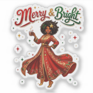 Sticker Kaftan de Noël Femme Joyeux & Lumineux