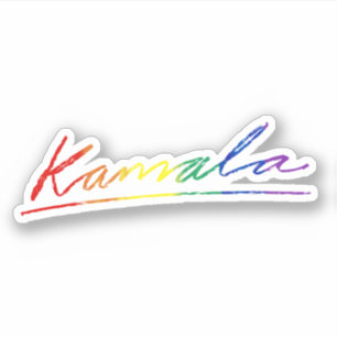 Sticker Kamala Cursive Signature Pride Rainbow