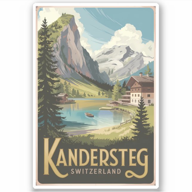 Sticker Kandersteg Suisse Illustration Voyage Art (Devant)