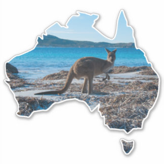 Sticker Kangaroo sur la plage Lucky Bay Australie