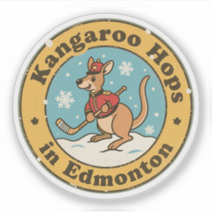 Sticker Kangourou de hockey drôle d'Edmonton