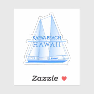 Sticker Kapa'a Beach Côté Nautique Voilier Nautique