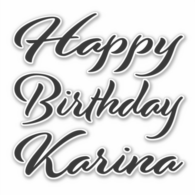 Sticker Karina Prénom Anniversaire de la Broderie noire (Devant)