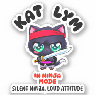Sticker Kat Lym In Ninja Mode Black Cat