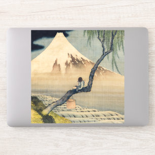 Sticker Katsushika Hokusai - Garçon regardant le mont Fuji