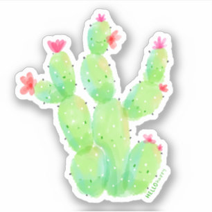 Sticker kawaii aquarelle poire épineux cactus botanique