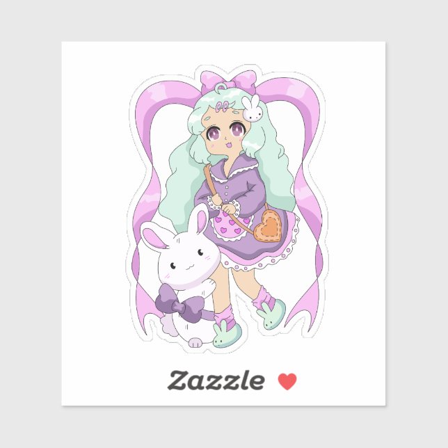 Sticker Kawaii Bunny Girl (Feuille)