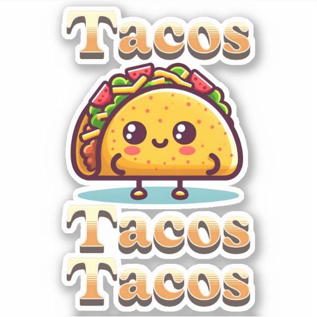 Sticker Kawaii Cartoon Tacos (Devant)