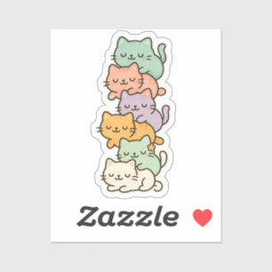 Sticker Kawaii Cat Mountain Pastel
